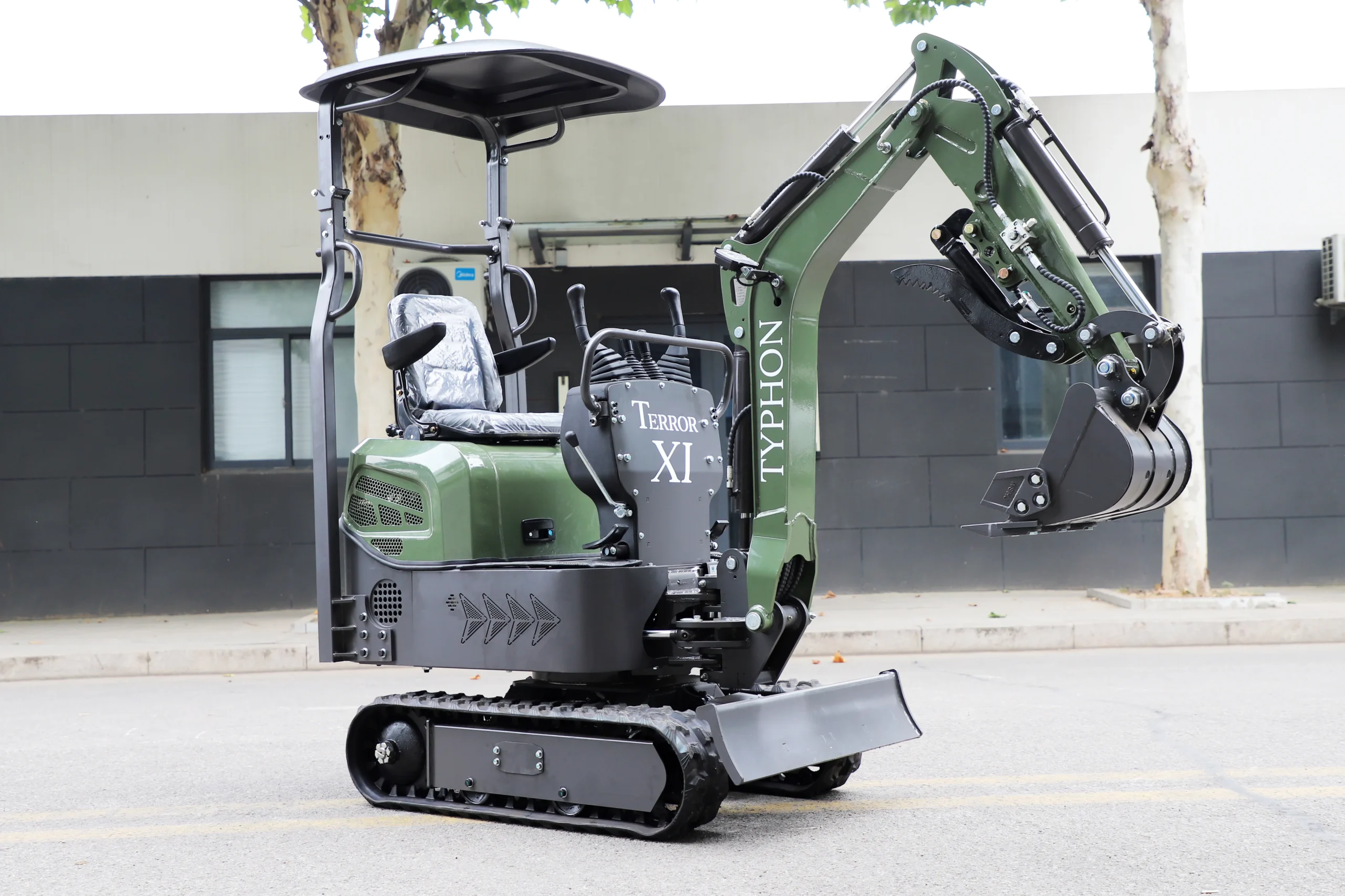 TYPHON TERROR XI STORM mini excavator front three-quarter view